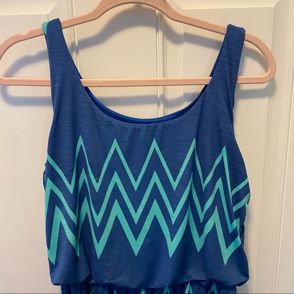 Pixley Tanktop Maxi blue green chevron sz M EUC - Picture 5 of 6
